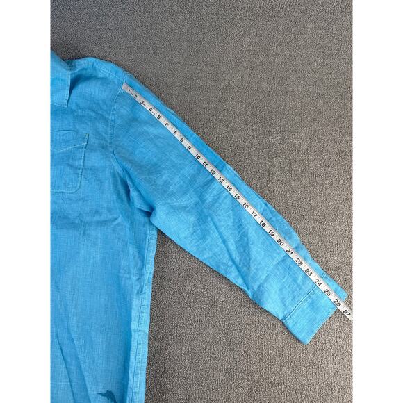 Tommy Bahama 100% Linen Shirt Mens Size XXL Collared Long Sleeve Blue Resort - Picture 7 of 7
